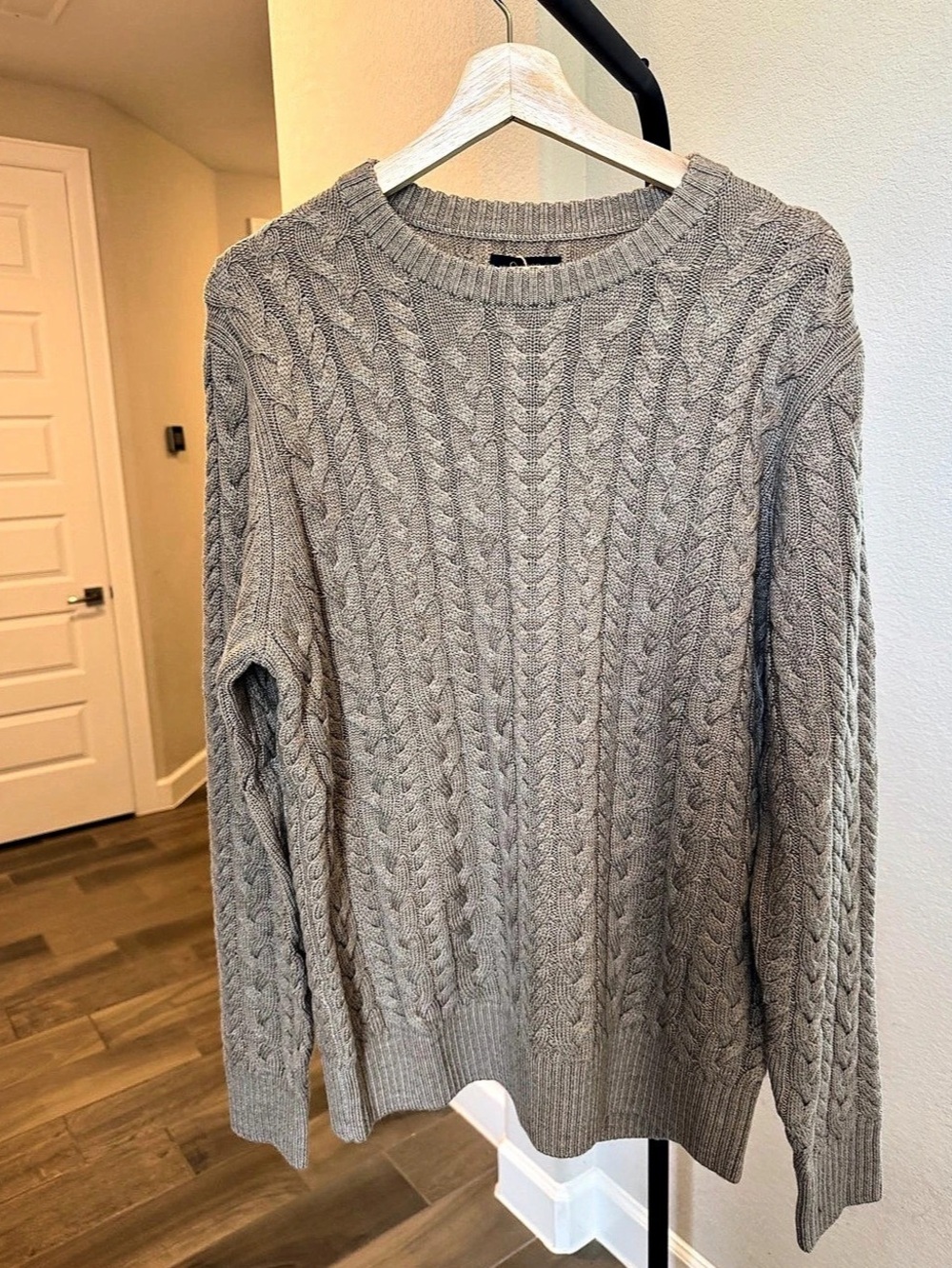 Quince Australian Merino Wool Cable Crewneck Sweater Brown Malted Toffee M